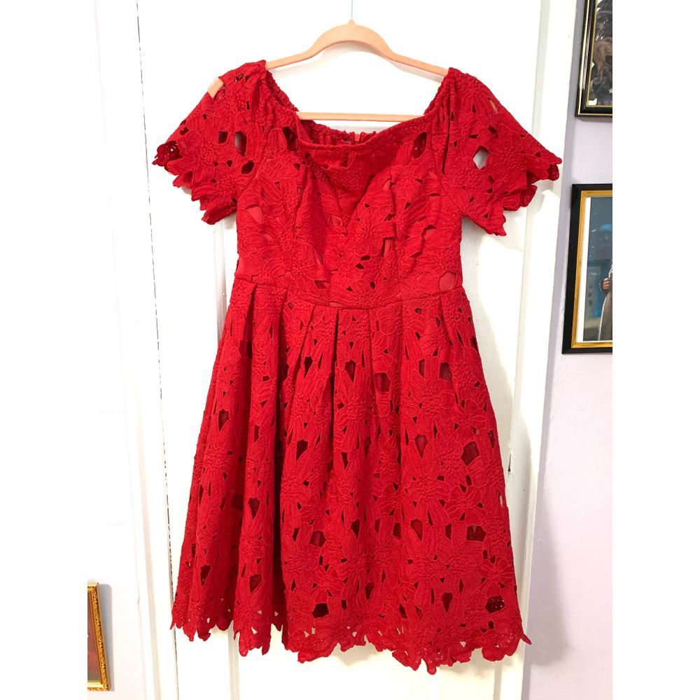 NWT Red Off shoulder lace dress